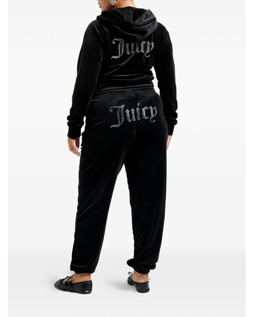 Juicy Couture Black Diamanté Velour Track Pants