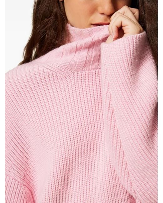 Maglione A Coste Con Collo Alto di Twinset in Pink
