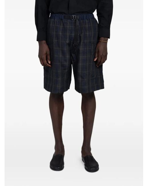 Comme des Garçons Black Check-Pattern Belted Shorts for men
