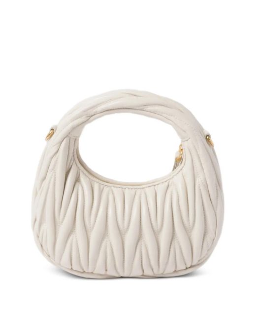 Miu Miu White Wander Matelassé Leather Mini Bag
