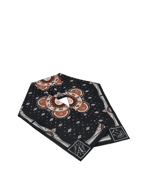 Fortela Black Printed Scarf for men