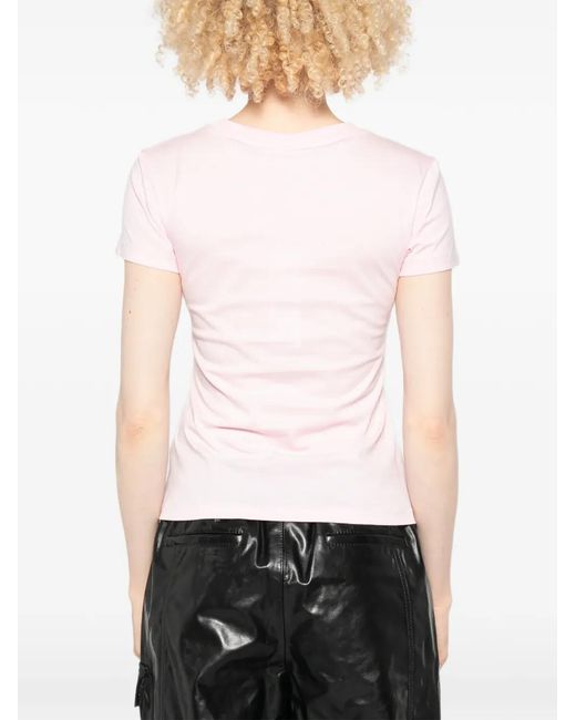 Ganni Pink Graphic-Print Jersey T-Shirt