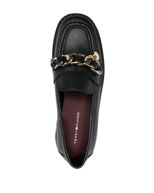 Tommy Hilfiger Black 50Mm Chain-Link Detail Loafers