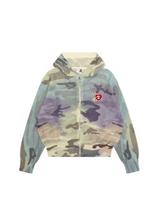 Aape By A Bathing Ape Gray Camouflage Zip Hoodie