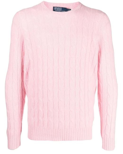 Polo Ralph Lauren Pink Long-Sleeved Cable-Knit Jumper for men