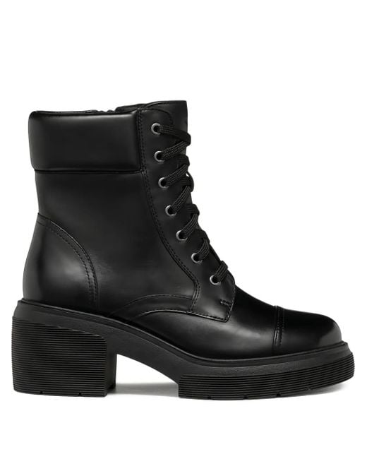 Geox Black Lace-Up Platform Boots