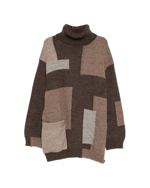 Yohji Yamamoto Brown Patchwork Sweater for men