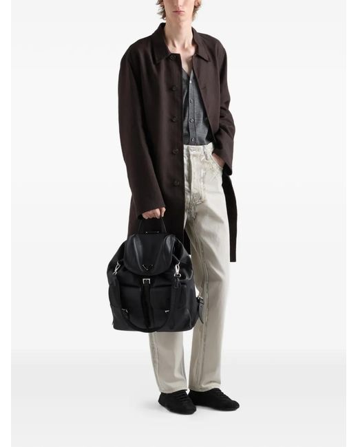 Prada Black Leather Backpack for men