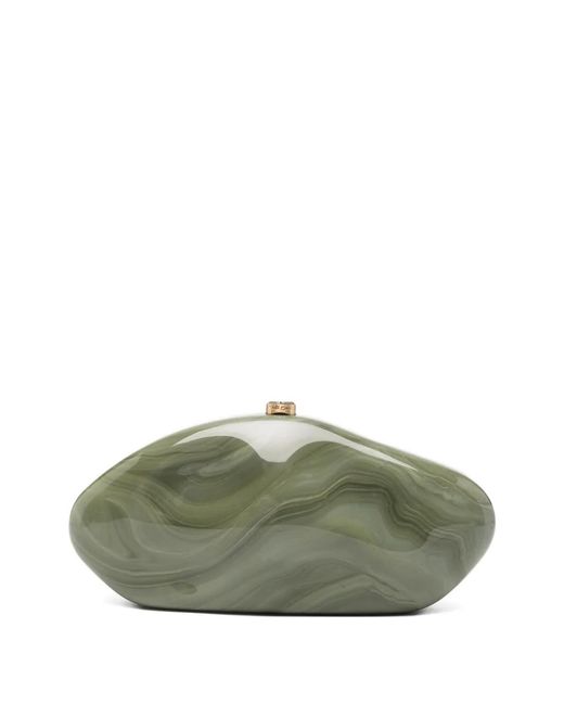 Cult Gaia Green Marble-Effect Clutch Bag