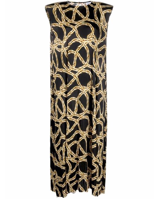 black chain print maxi dress