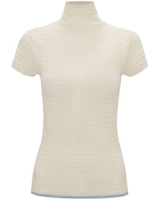Victoria Beckham White Knitted Polo Top