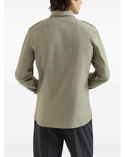 Brunello Cucinelli Green Garment-Dyed Shirt for men