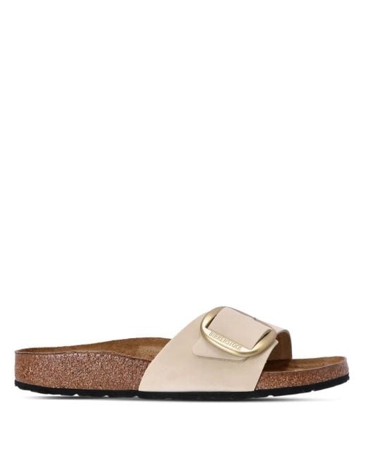 Birkenstock White Madrid Big Buckle Slides