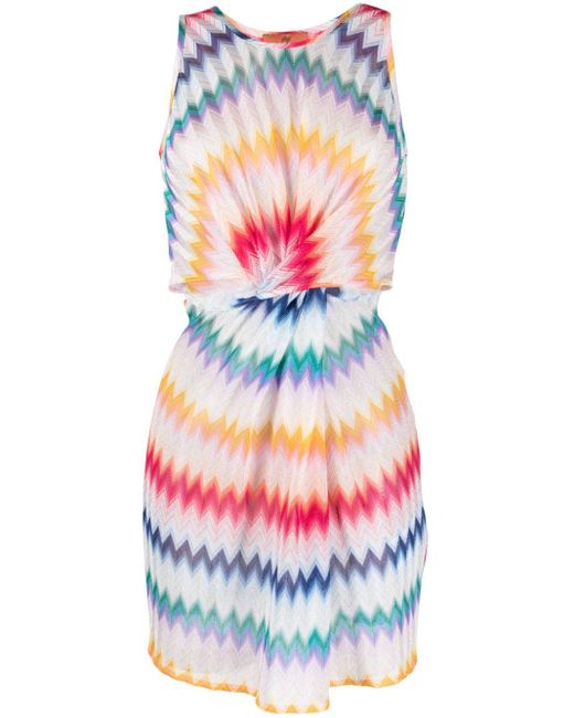 Missoni Mini-jurk Met Gedraaid Detail En Zigzag Patroon in het White