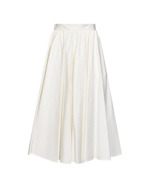 Blanca Vita White Gathered Pleated Midi Skirt