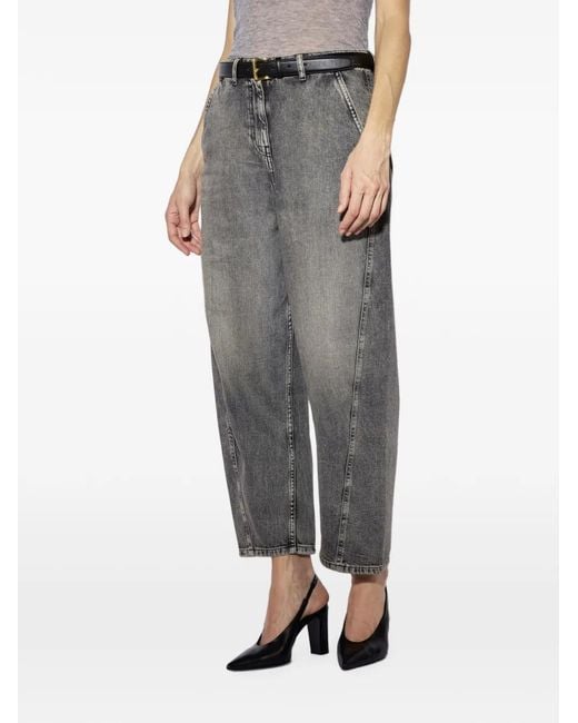 Liviana Conti Gray Acid-Wash Cropped Jeans