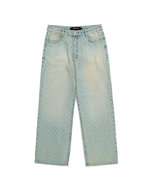 M I S B H V Green Monogram-Pattern Jeans for men