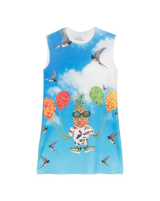 The Artistylist Blue Graphic-Print Mini Dress