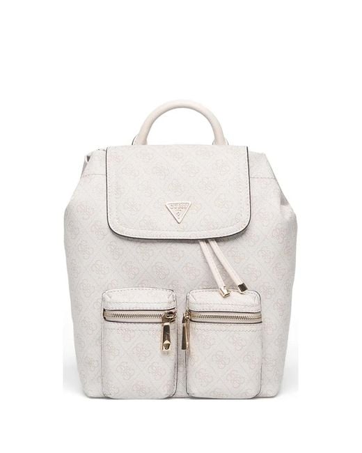 Guess White Manhattan 4G Logo-Print Mini Backpack