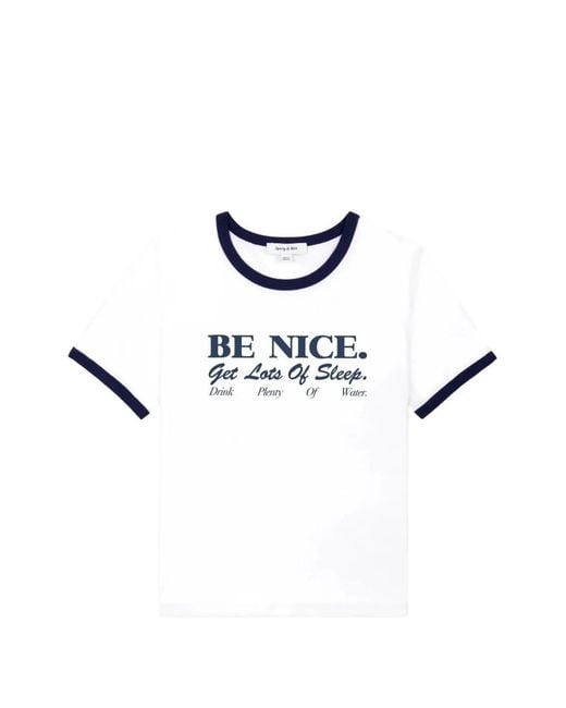 Sporty & Rich White Be Nice Soft Ringer T-Shirt