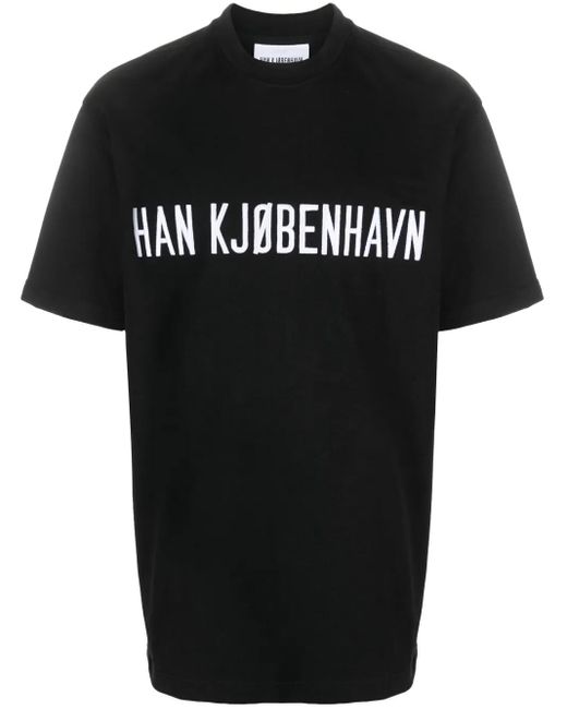 Han Kjobenhavn Black Logo-Print Organic Cotton T-Shirt for men