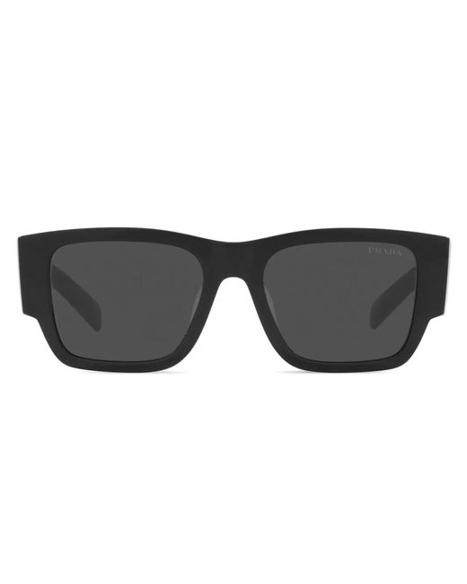 Prada Black Triangle-Logo Square Sunglasses for men