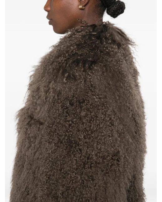 Martha Louis Brown Shearling-Effect Jacket