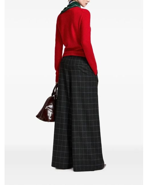 Essentiel Antwerp Red Kash Ribbed-Trim Sweater