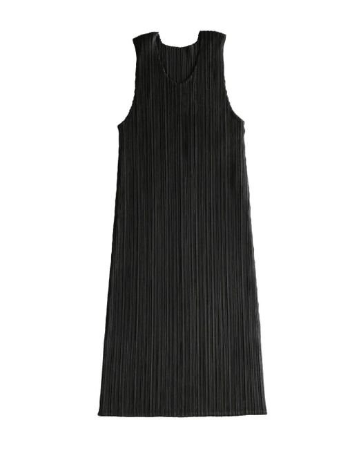 Pleats Please Issey Miyake Pleated Midi Dress Black