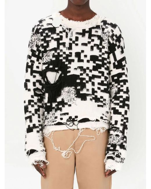 J.W. Anderson Black Qr Code Distressed Jumper - Unisex - Wool/acrylic/viscose/mohairelastanepolyamide