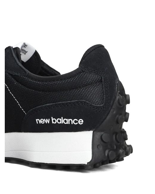New Balance Black 327 Lace-Up Logo-Patch Sneakers