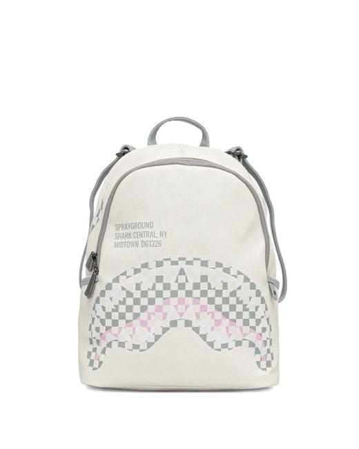 Sprayground White Medium Shark Central Dynamic Savage Backpack
