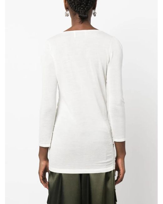 Isabel Marant White Acara Long-Sleeve Top