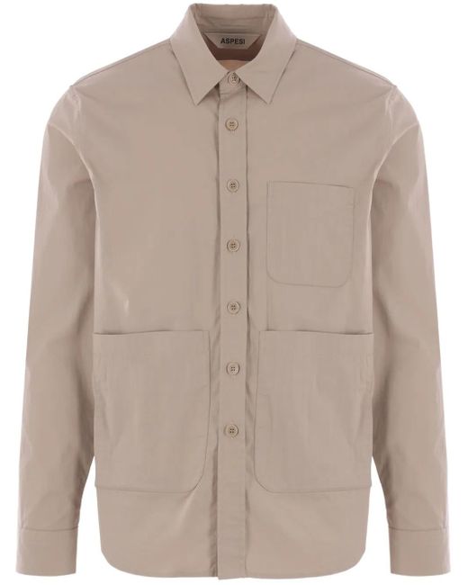 Aspesi Natural Button-Up Utility Shirt for men