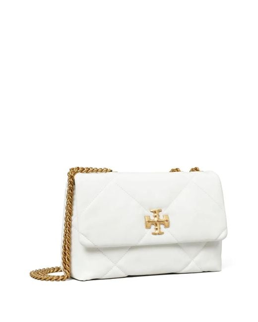 Tory Burch White Kleine Kira Schultertasche Mit Rautensteppung