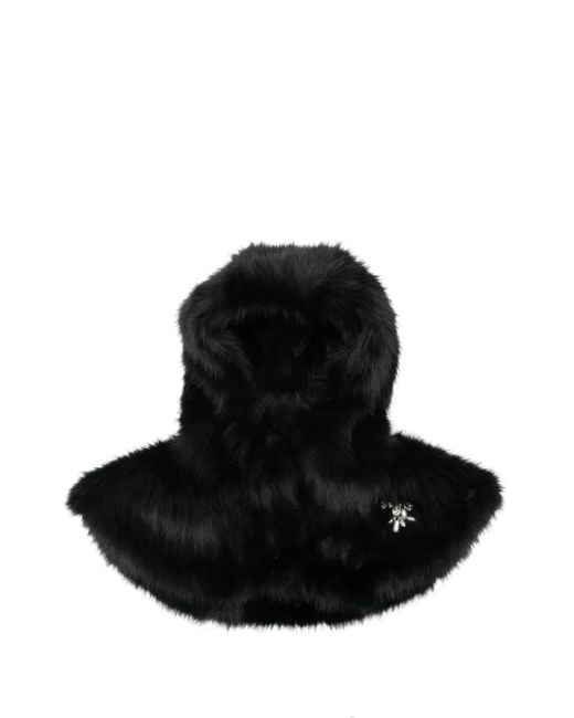 Simone Rocha Black Faux-Fur Balaclava