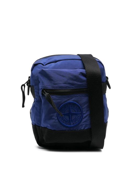 Borsa Messenger Con Applicazione Compass di Stone Island in Blue da Uomo