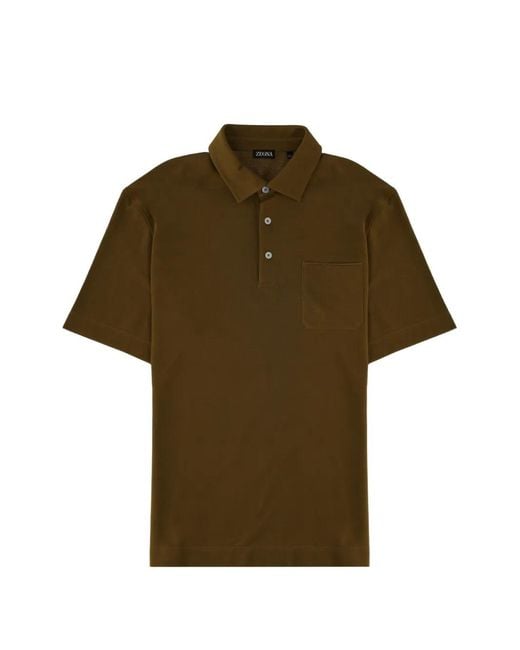 Zegna Green Patch-Pocket Polo Shirt for men