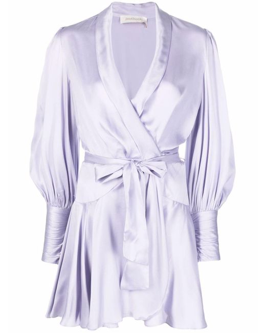 Zimmermann Wraparound Silk Dress in Purple | Lyst UK