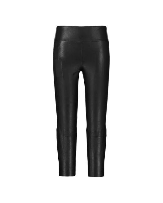 SPRWMN Black Leather Cropped Legging