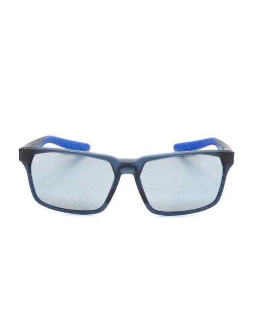 Nike Blue Maverick Rge Rectangle-frame Sunglasses