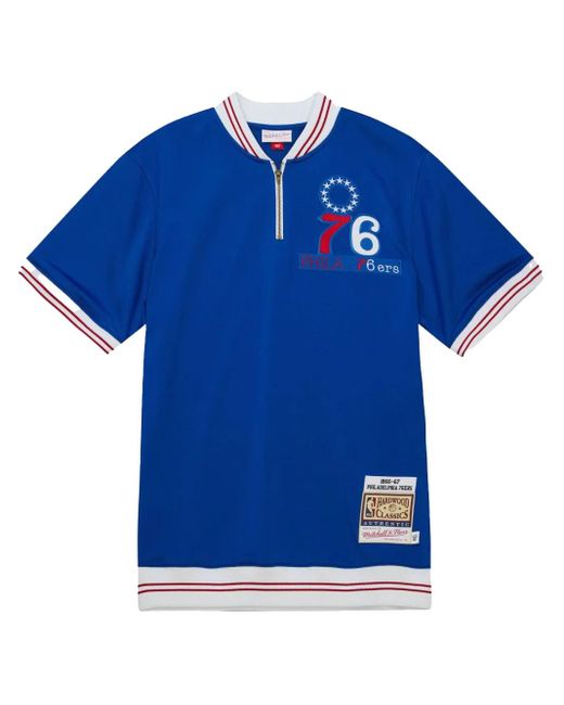 メンズ Mitchell & Ness 1966-1967 Authentic "philadelphia 76ers" シューティングシャツ Blue