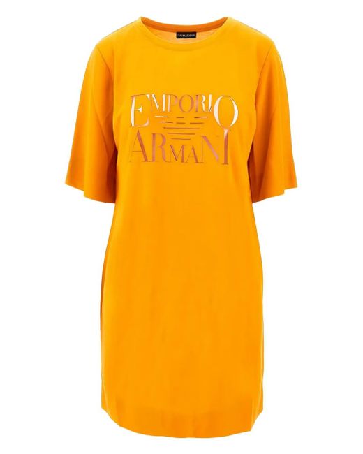 Vestido con logo estampado Emporio Armani de color Yellow
