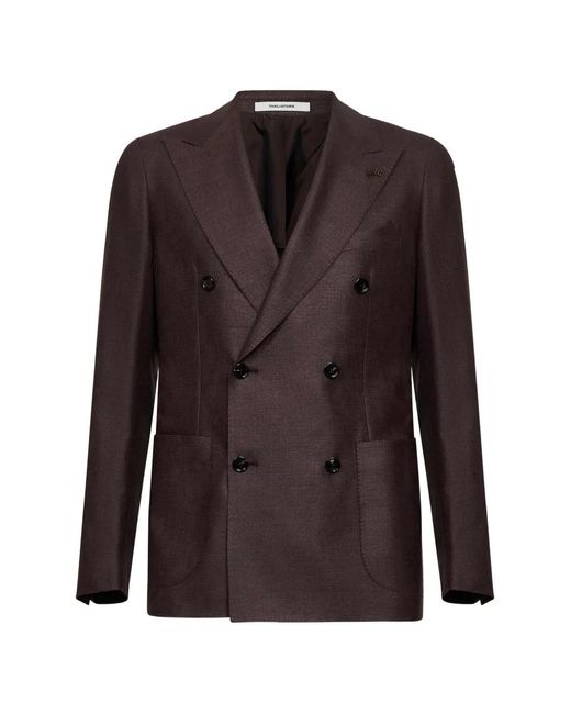 Tagliatore Brown Dark Silk And Wool Vesuvio Double-Breasted Blazer for men