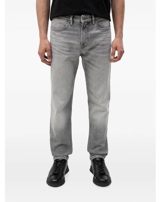 Boss Gray Faded-Effect Straight-Leg Jeans for men