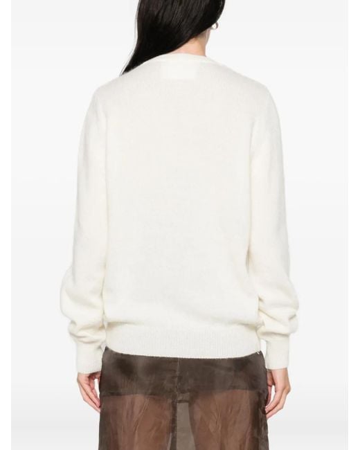 Costarellos White Floral-Embroidered Sweater