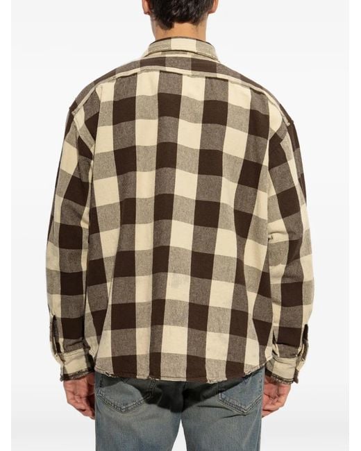DIESEL Brown Check Distressed Shirt for men