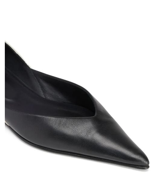 AMI Black Pointed Flat Leather Pumps