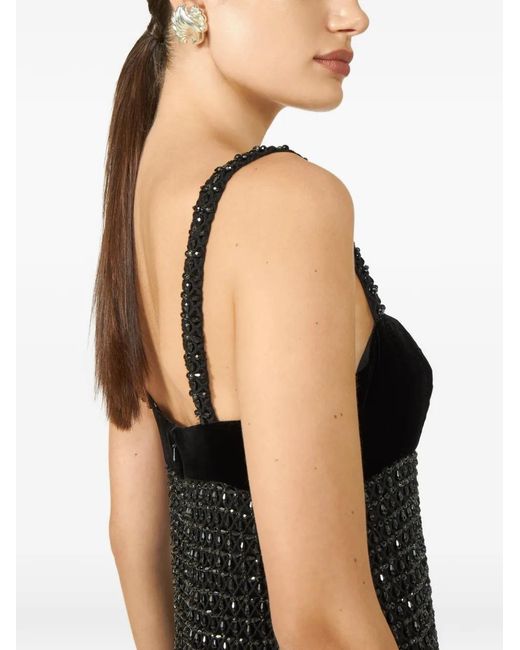 Costarellos Black Aphra Beaded Mini Dress
