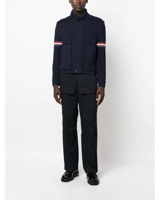 Thom Browne Blue Single-Breasted Button-Fastening Shirt Jacket for men